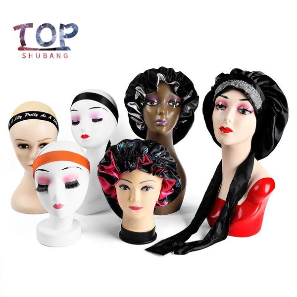 

party hats customized logo wrap bonnet /elastic band /wig bag/ hair box/ satin bonnet/ tag/bundle wraps/headband