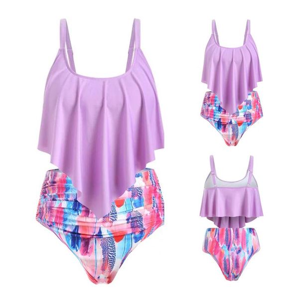 

women's swimwear flower pattern bikini 2021 women high waist swimsuit tankini ruffle set bathing suit solid biquini #g2, White;black