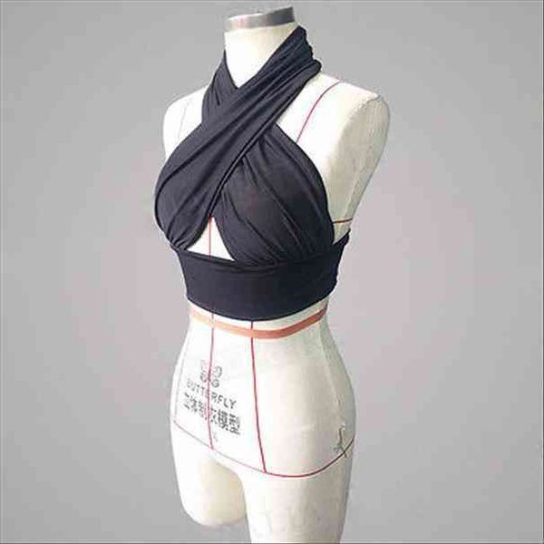 

cross over crop nightclub women tank bralet v neck cut out vest tee, White