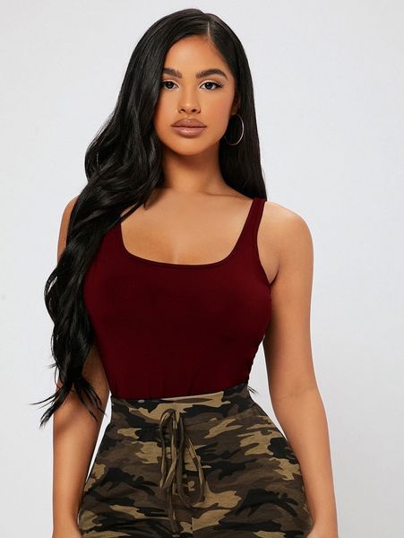 

petite scoop neck slim tank k2hw#, White