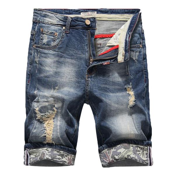 

2021 summer new men's slim denim shorts fashion elasticity casual old ripped jeans short male brand clothes, White;black
