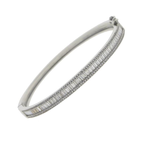 

bangle wholesale fashion women charm european classic iced out bling micro paved baguette cz wide band bracelets wedding jewelry, Black