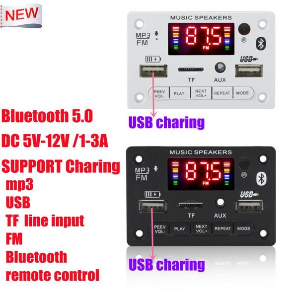 

& mp4 players fm receiver hands-mp3 player decoder board 12v bluetooth 5.0 car radio module support tf usb aux recorders 4.8 rec