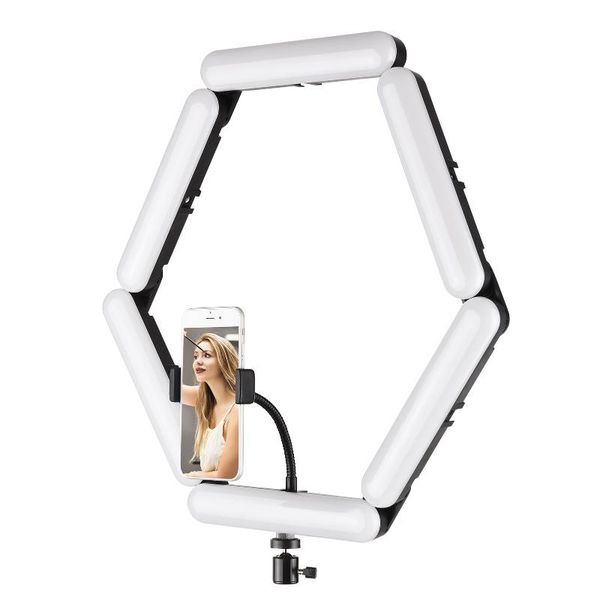 

splicing 6-panel led light lamp pgraphy fill light with 3 lighting modes brightness tripod ball head for selfie video lamp