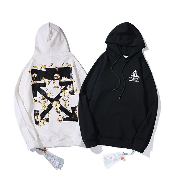 

new high-quality off kapok pattern pullover hoodie in autumn and winter 2020, Black
