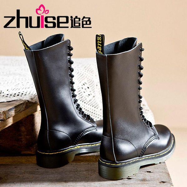 

boots 2021 riding women's motorcycle punk 14-hole high-flat, Black