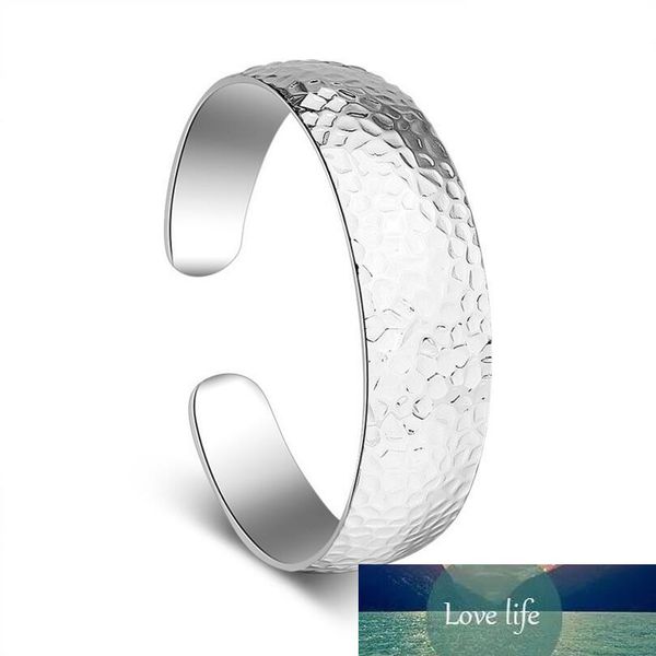 925 Sterling Silver Simples Clássico Grande Bangles Para As Mulheres Abertura Pulseira Pulseras S-B65