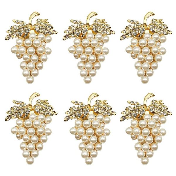 

napkin rings q9qf set of 6 diamonds pearl grape ring alloy buckle for christmas holiday wedding halloween party dinner decor