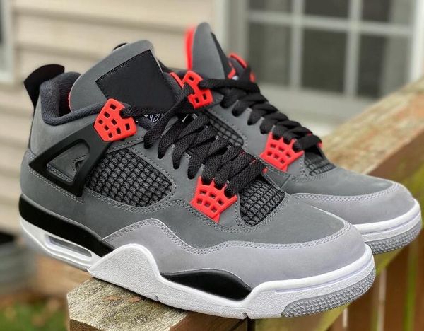 

2022 release 4 infrared mens basketball shoes 4s dark grey infrared 23-black-cementgrey outdoor sneakers skateboard sports dh6927-061 with o