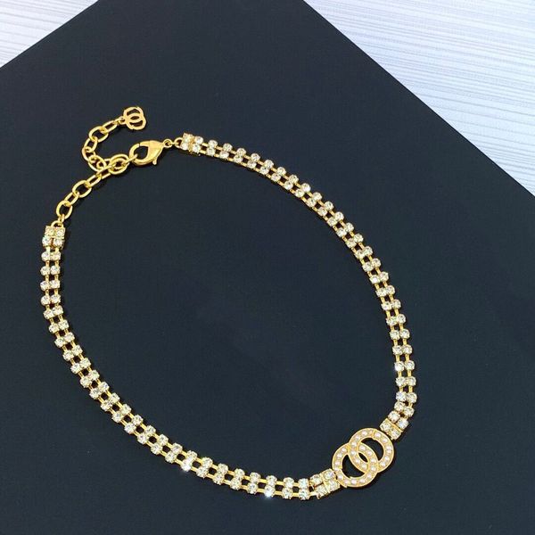 

design necklace womensmall fragrance pearl crystal inlaid with diamond, sweet double-layer design, fashionable and versatile n, Silver