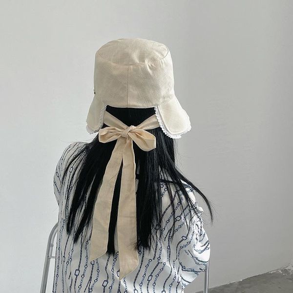 

beanie/skull caps bucket hat women french retro lace niche design fisherman cap summer up sun 2021, Blue;gray