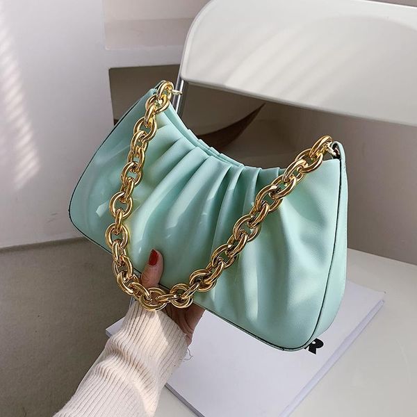 

shoulder bags folds design pu leather underarm for women 2021 winter handbags and purses luxury chain totes
