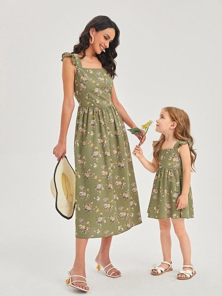 

toddler girls 1pc floral print butterfly sleeve dress she, Red;yellow