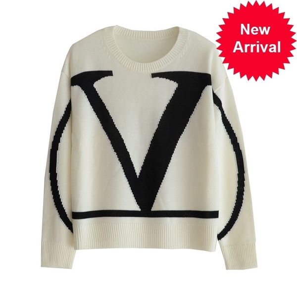 

fall winter sweaters fashion letter women's sweaters new large size hedging long sleeve loose casual women's sweaters 210218, White;black