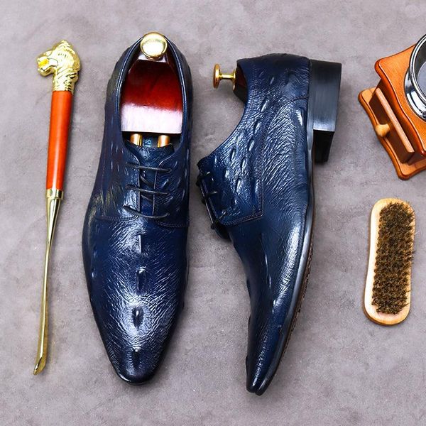 

dress single business pattern leather large size shoes men's, Black