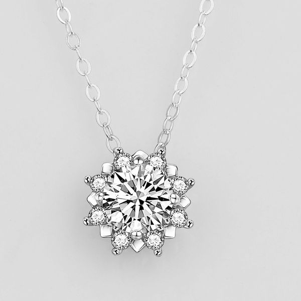 

1ct lab diamond round pendant necklaces 925 sterling silver choker statement necklace women fashion jewelry xdz119