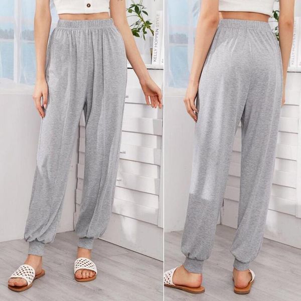 

women's pants & capris 2021 summer women jogger sweatpants casual pockets elastic high waist loose trousers female home soft 0423#, Black;white