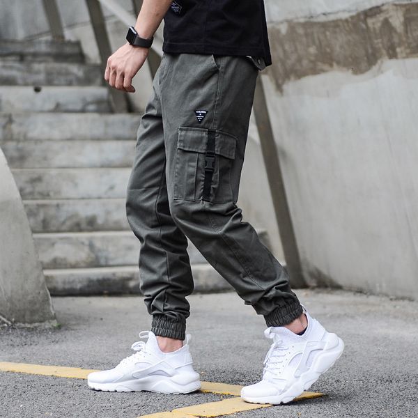 

2021 new japanese fashion big pocket streetwear hip hop designer joggers pants men ehfv, Blue