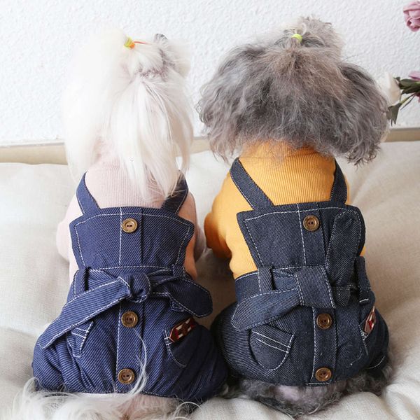 

ysgj 2020 autumn and winter new cool denim strap four legged dog winter double layer warm