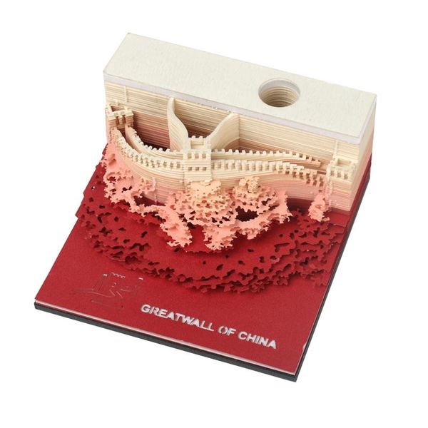 

landmark building style laser cut 155 sheets memo pad the great wall shape sticky acrylic memo pad holder artistic note