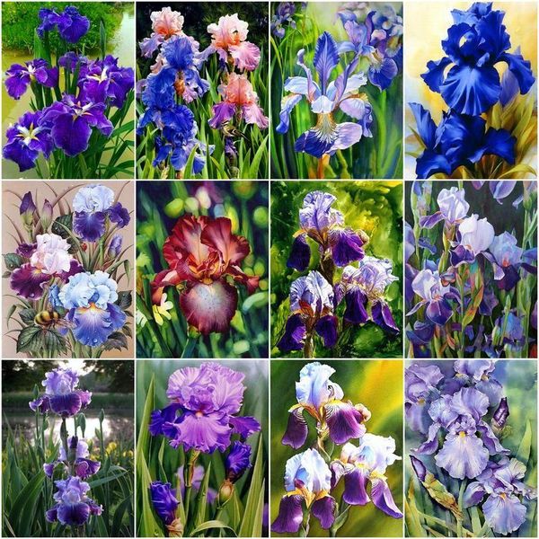 

paintings chenistory paint by numbers purple flowers for home canvas painting coloring fleur-de-lis wall art decor