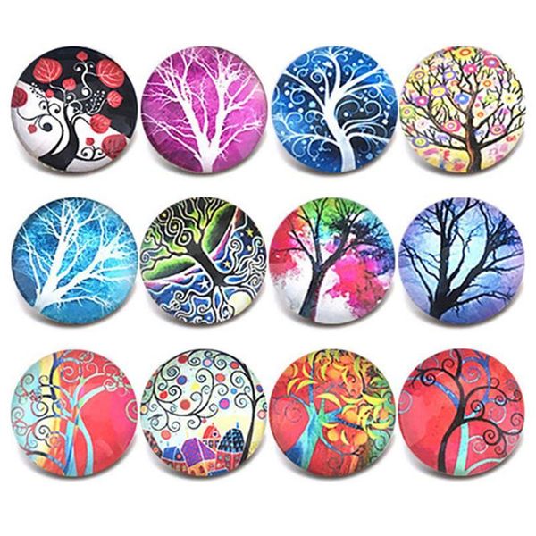 

10pcs/lot new glass snap jewelry tree of life mixed pattern snap buttons fit 18mm/20mm diy snap bracelet buttons jewel qyltqn