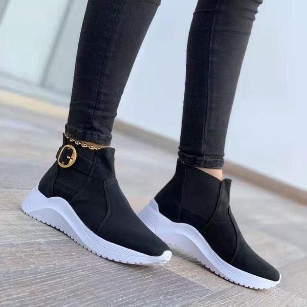 

boots 2021 comfortable suede leather ankle women natural fur warm snow easy to wear flat winter ladies shoes, Black