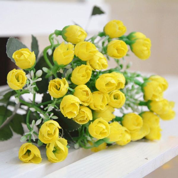 

decorative flowers & wreaths 36 heads artificial flower mini rose bud bouquet fake wedding home art hall office