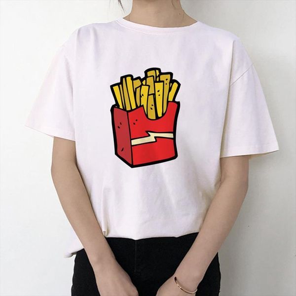 

summer cute cat donut mens t shirts female and women funny hamburger fries milk food series print white, White;black