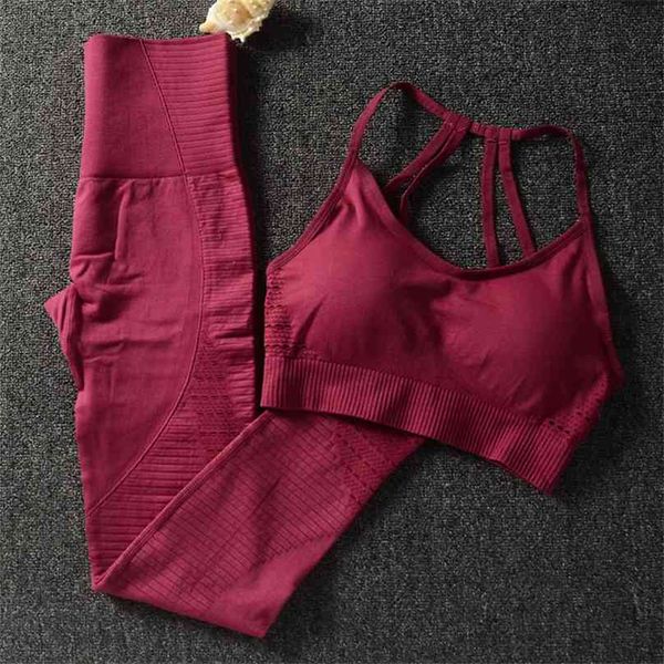 

gym 2 piece set workout clothes for women sports bra and leggings wear clothing athletic yoga 210802, Gray