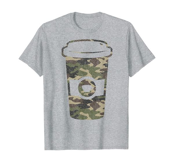 

camouflage coffee cup graphic design for cafe lovers t-shirt, White;black