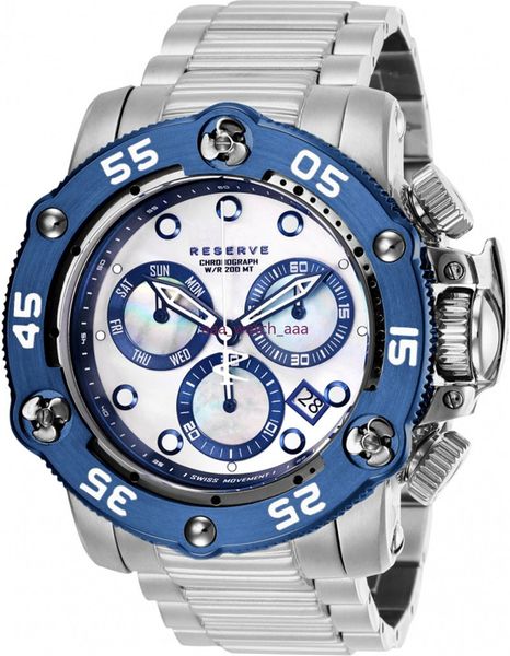 

undefeated invincible reserve propeller model 28548 luminous chronograph diameter 52.5mm stainless steel mens quartz watch, Slivery;brown