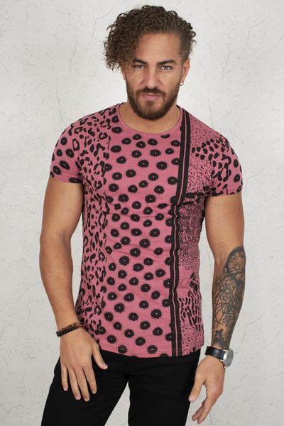

Powder Multi Pattern Oval Cut Men 's Tee Shirt 2002021 Uit2, White;black