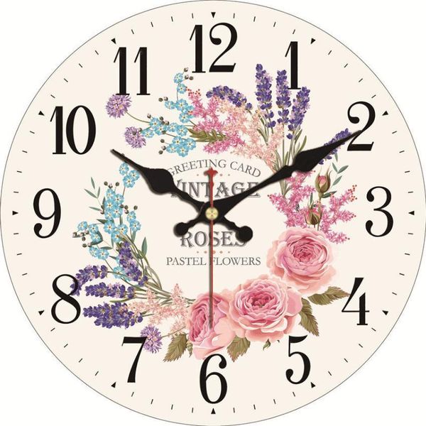 

wall clocks vintage roses pastel flowers flower bathroom kitchen clock for girl boy non ticking 12 inch fresh plant watch