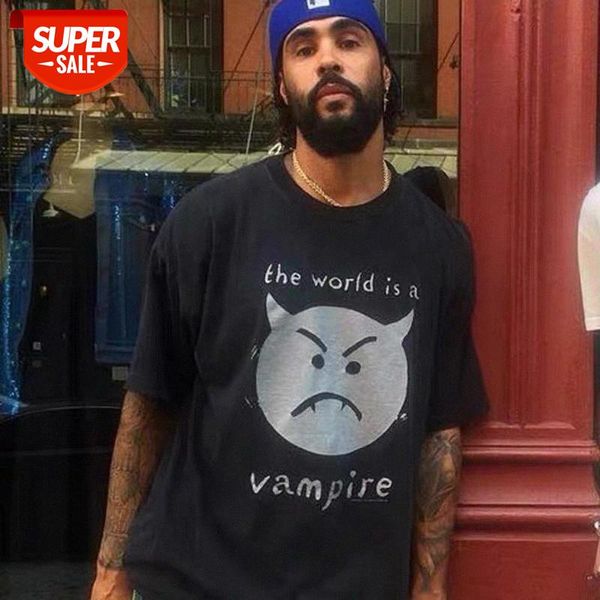 

vintage little devil short-sleeved fog loose tone printing distressed t-shirt #hq0i, White;black