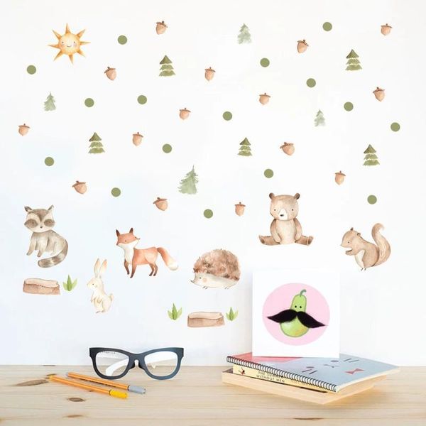 

wall stickers little bear cartoon self-adhesive children's room jungle animal graffiti pvc decoration