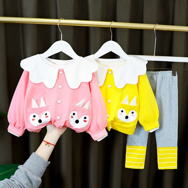 

and girls' fashion autumn foreign style baby clothes spring children's two piece set, White