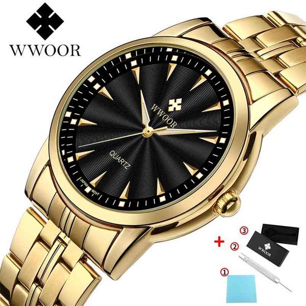 

wwoor watches for men brand luxury golden watch men waterproof quartz stainless steel mens wrist watch box relogio masculino 210914, Slivery;brown