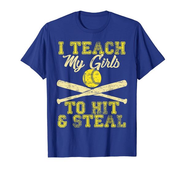 

i teach my girls to hit and steal tshirt softball coach, White;black