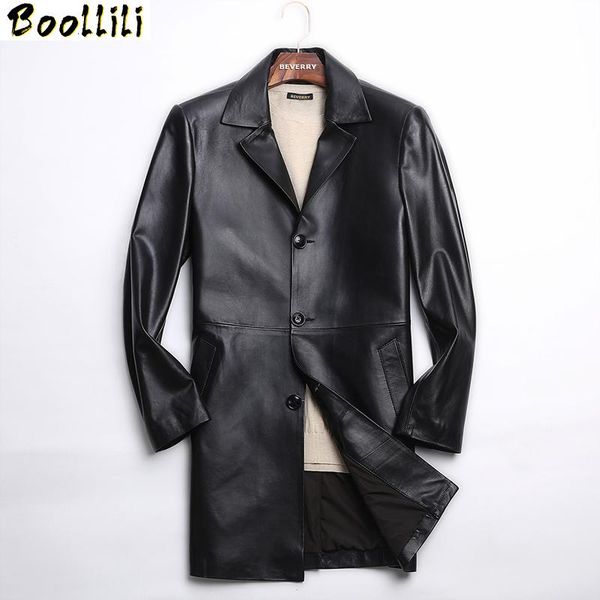 

men's leather & faux boollili long genuine jacket men clothes 2010 sheepskin coat spring autumn blazer jackets chaqueta cuero hombre, Black