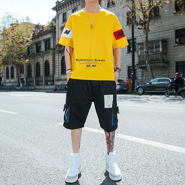 

new more size 5xl-s men's summer shorts define fashion short man's card two-piece men defined t-shirt game 7mhk, Gray