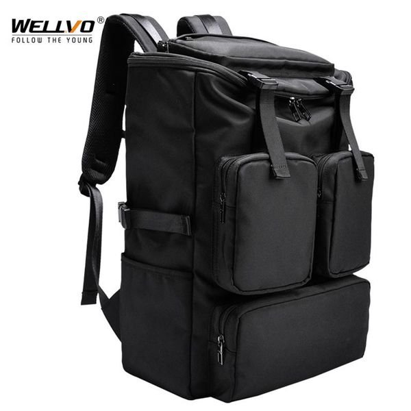 

backpack 45l men's backpacks outdoor travel rucksack waterproof nylon school bag lapbags large capacity luggage black xa914zc