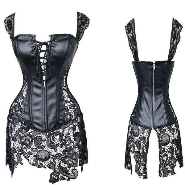 

waist tummy shaper leather like hollow out ribbon corset/