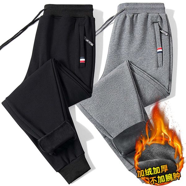 

autumn and winter all-in-one cashmere casual pants plush thickened pure cotton loose elastic, Black