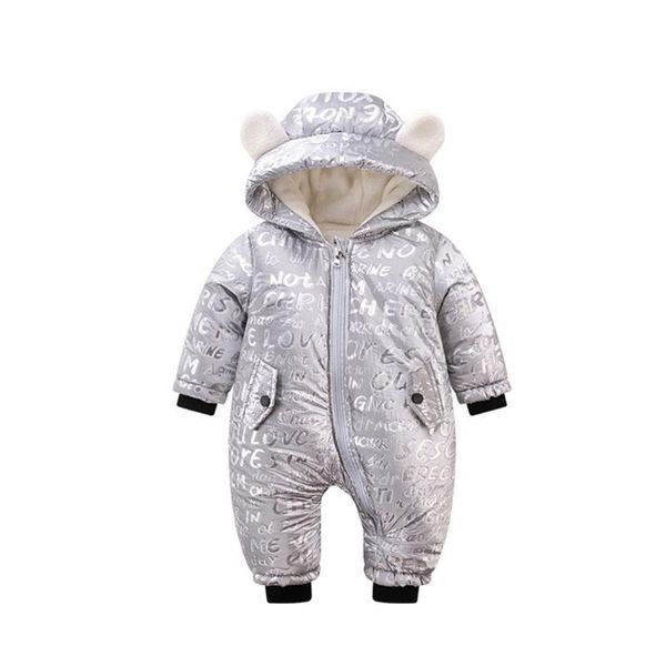 

newborn baby girls boys winter warm hooded cotton coat outwear plus velvet thickening rompers infant jumpsuit overalls, Blue