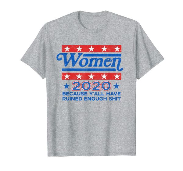 

women 2020 retro campaign style election funny vintage t-shirt, White;black