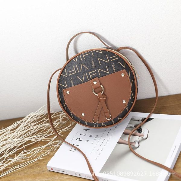 

duffel bags fashion simple small round female bag hit color factory direct sales diagonal shoulder tide