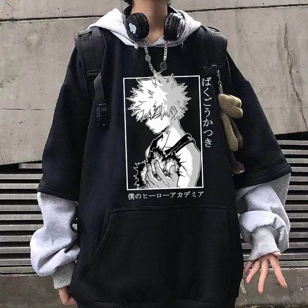 

Anime My Hero Academia Graphic Long Sve Hoodi Funny Bakugou Katsuki Harajuku Sudadera Sweatshirts Pullover, Black