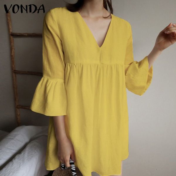 

new summer bohemian women 3/4 flare sleeve v neck party holiday beach sun 2021 plus size vestidos feminina 1p9i, Black;gray