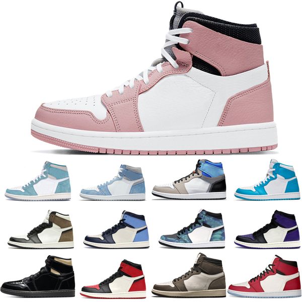 

new arrive 1s basketball shoes man woman crimson tint pink glaze prototype dark mocha bred toe chicago university blue what the size 36-45 s